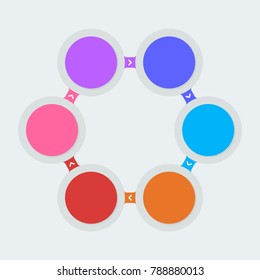 6 step infographic, six choices flow infographic, circular options processes diagram