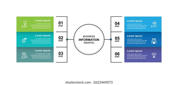 6 step infographic template. Banner template presentation with diagram concept. vector Illustration suitable for business information and web graphic design.