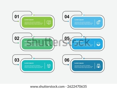 6 step infographic template. Banner template presentation with six columns. vector Illustration suitable for business information and web graphic design.