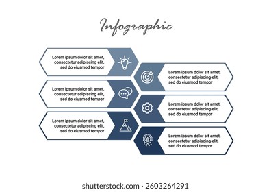 6 Step Infographic Template for Concept Layout, Process Flow, and Modern Business Presentation Design