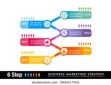 6 step Infographic template Infographic 6 step develop marketing strategic plan and road map for business chart to present data, progress, direction, clean design	

