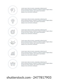 6 Step infographic vector template. EPS 10 vector art. Can be used for process diagram, presentations, workflow layout, banner, flow chart, info graph.