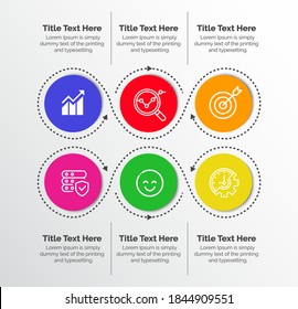 Plantilla de diseño de infografías de 6 pasos: gráfico, gráfico circular, diseño de flujo de trabajo, diagrama de ciclo, folleto, informe, presentación, diseño web. Ilustración del vector editable