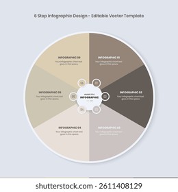 6 Step Infographics Design Template, circle diagram, Modern 
Business presentation Infographic elements, colorful circle workflow slide template,  Timeline minimalist rounded infographic template