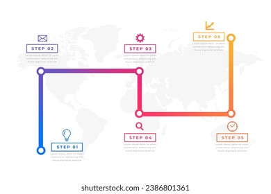 6 step milestone route map layout with execution plan vector