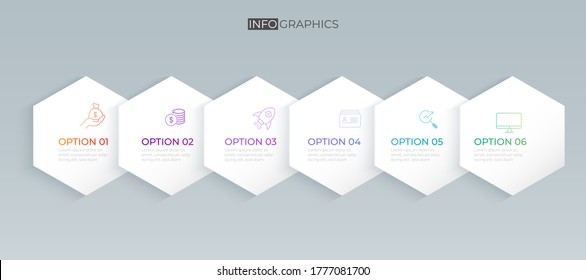 6 step minimal  chart origami paper color info-graphic template for diagram presentation chart
and business concept with 6 element options