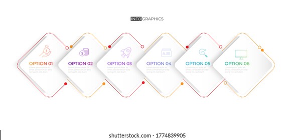 6 pasos y partición Gradiente de color gráfico de color de papel de origami plantilla info-gráfica para la gráfica de presentación de diagrama
y concepto de negocio con opciones de 5 ó 6 elementos