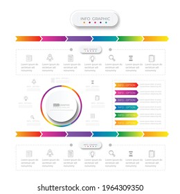 6 Step Partition color gradient chart origami paper color info-graphic template for diagram presentation chart and business concept with element options