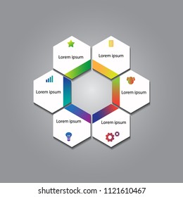 6 step polygon business infographic