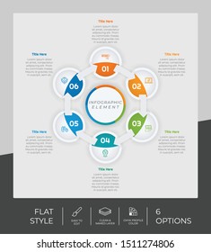 6 Step or Process Infographic With Arrow Layout and Chart Design