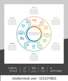 6 Step or Process Infographic With Circle Layout and Chart Design