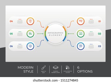 6 Step or Process Infographic With Circle Layout and Chart Design