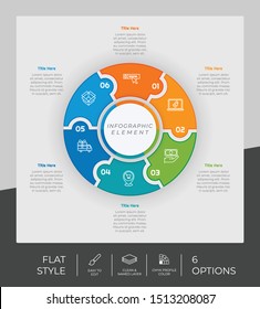 6 Step or Process Infographic With Circle Layout and Chart Design