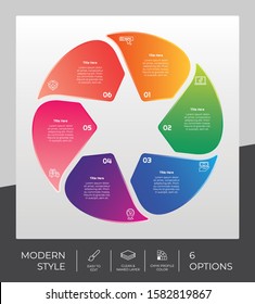6 Step or Process Infographic With Circle Layout and Chart Design