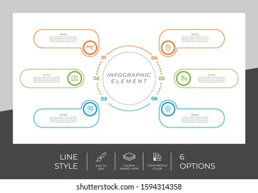 6 Step or Process Infographic With Square Layout and Chart Design