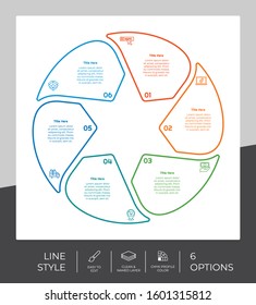 6 Step or Process Infographic With Star Circle Layout and Chart Design