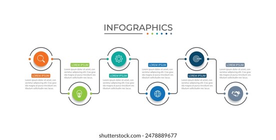 6 step process infographic template vector element