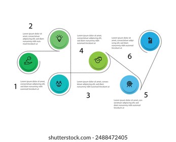 6-Stufen-Straße Infografik Vorlage Vektorgrafik Element