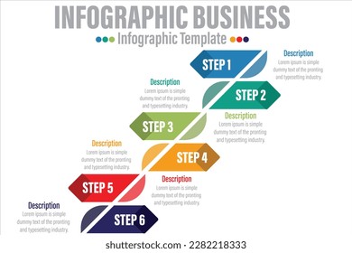 6 Step and Six Option colorful infographics elements. Vector illustration.