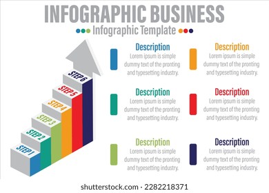 6 Schritt oder sechs Optionen Infografik Muster für Geschäftsinformationen,Präsentationen.Vektorgrafik und Illustration