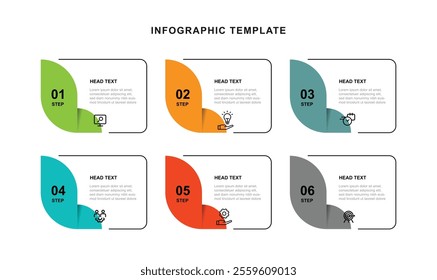 6 step table template infographic with icons