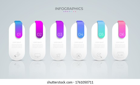 
6 pasos Etiqueta gráfico color de papel origami en plantilla info-gráfica vectorial para la gráfica de presentación de diagrama
y concepto de negocio con 4 opciones de elemento