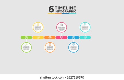 6 step timeline infographic element. Business concept with six options and number, steps or processes. data visualization. Vector illustration.