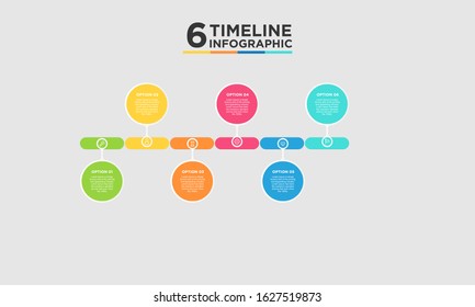 6 step timeline infographic element. Business concept with six options and number, steps or processes. data visualization. Vector illustration.