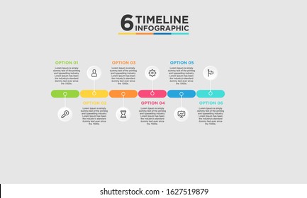 6 step timeline infographic element. Business concept with six options and number, steps or processes. data visualization. Vector illustration.