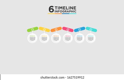 6 step timeline infographic element. Business concept with six options and number, steps or processes. data visualization. Vector illustration.
