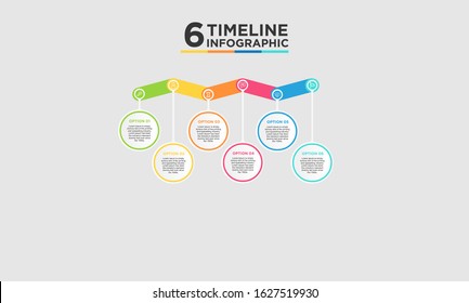 6 step timeline infographic element. Business concept with six options and number, steps or processes. data visualization. Vector illustration.
