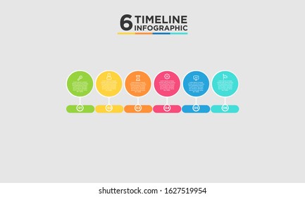 6 step timeline infographic element. Business concept with six options and number, steps or processes. data visualization. Vector illustration.