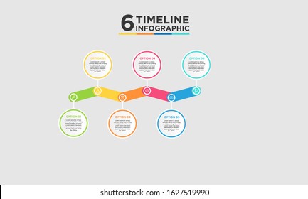 6 step timeline infographic element. Business concept with six options and number, steps or processes. data visualization. Vector illustration.
