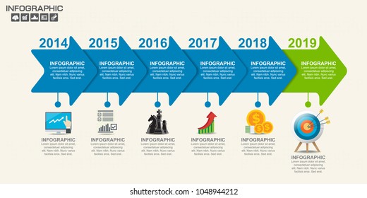 6 step of timeline infographics design template with options, process diagram, vector eps10 illustration