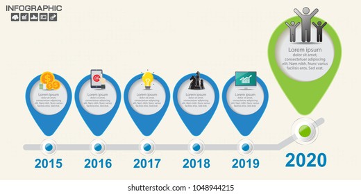 6 step of timeline infographics design template with options, process diagram, vector eps10 illustration