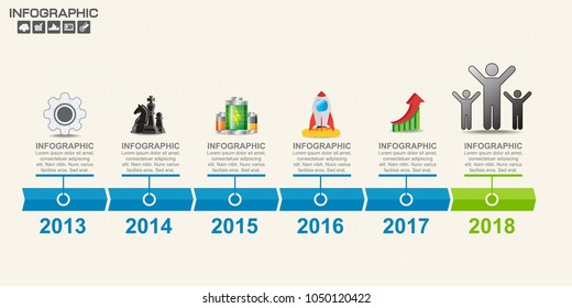 6 step of timeline infographics design template with options, process diagram, vector eps10 illustration