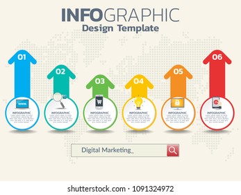 6 step of timeline infographics design template with options, process diagram, vector eps10 illustration