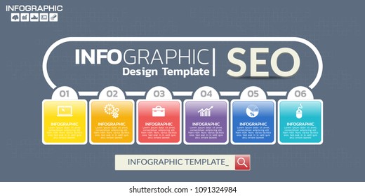 6 step of timeline infographics design template with options, process diagram, vector eps10 illustration