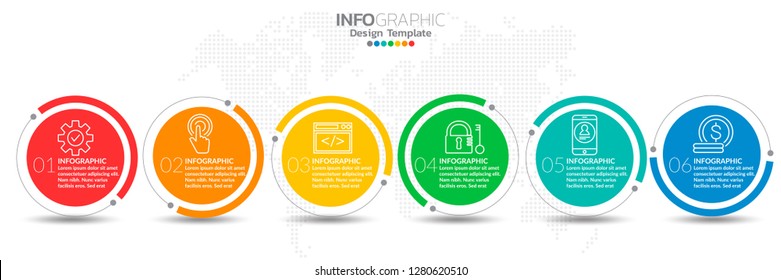 6 step of timeline infographics design template with options, process diagram, vector eps10 illustration