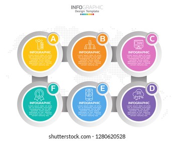 6 step of timeline infographics design template with options, process diagram, vector eps10 illustration