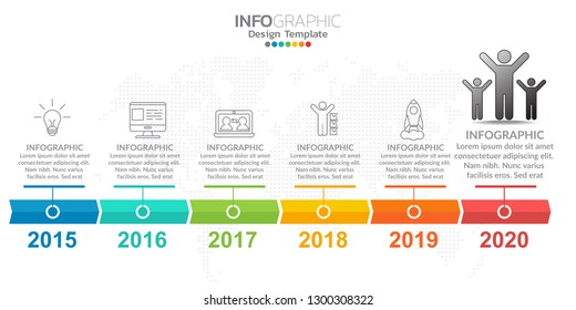 6 step of timeline infographics design template with options, process diagram.