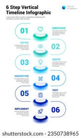 6 Step Vertical Timeline Infographic