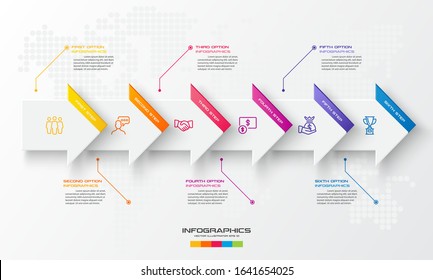6 steps arrow timeline infographic element,Business concept,Vector illustration.