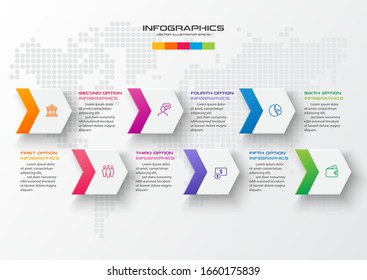 6 steps arrow timeline infographic element,Business concept,Vector illustration.