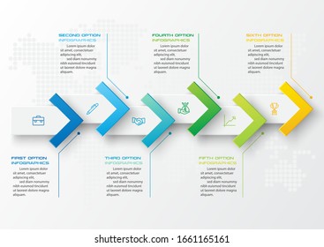 6 steps arrow timeline infographic element,Business concept,Vector illustration.