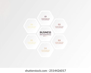 6 steps business infographic with icon for the presentation. can be used for process, presentations, layout, banner,infographic. vector illustration in flat style modern design.