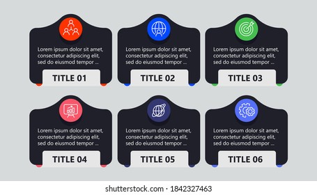 6 Stufen Business-Infografik. Vektorgrafik