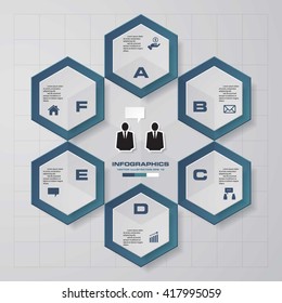 6 steps business presentation banners template/graphic or website layout. Vector.
