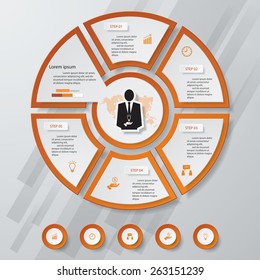 6 Steps chart template/graphic or website layout. Vector.