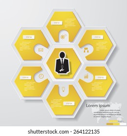 6 Steps chart template/graphic or website layout. Vector.